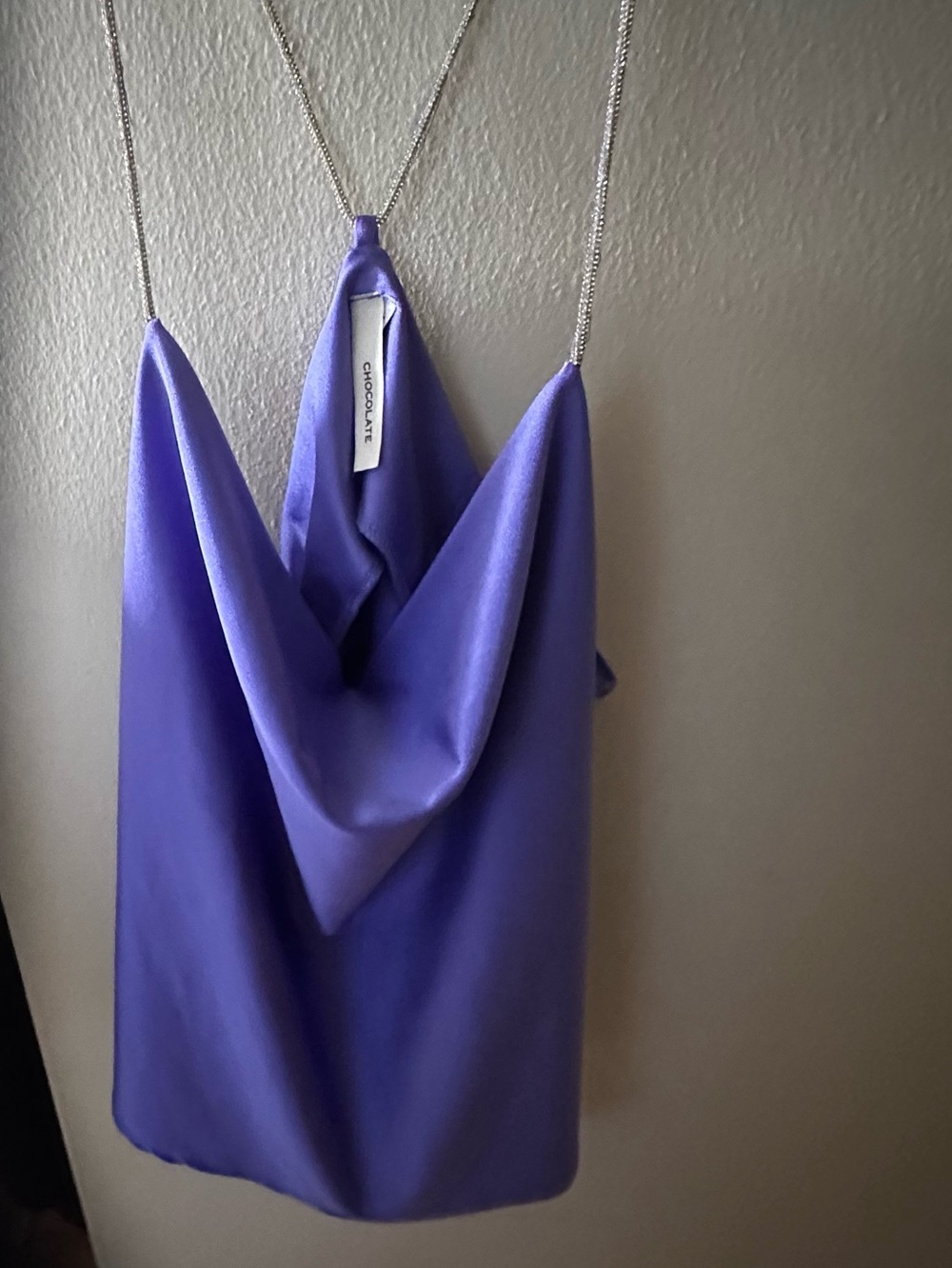 Cowl Neck Top with Embellished Straps (Cropped Length)